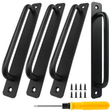 Luomorgo Black Barn Door Handle, 4 Pack Sliding Closet Door Handle, 5 Inch Hole Center Pocket Door Pull for Wardrobe Cabinet Gar