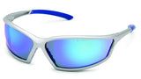 Gateway Safety 41SL3M 4x4 Sport Wraparound Safety Glasses, Horizon Blue Mirror Lens, Silver Sport Frame