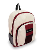 Everest Luggage Backpack with Front and Side Pockets, Burgundy/Beige, Large