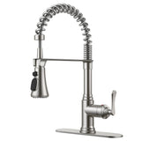 FORIOUS Vintage Kitchen Faucet with Pull Down Sprayer Brushed Nickel, 3 Modes Stainless Steel High Arc Rustic Spring Sink Faucet
