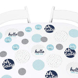 Big Dot of Happiness Hello Little One Blue and Silver Baby Shower Giant Circle Confetti Boy Baby Shower Decorations Larg