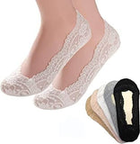 Kaneekshi AntiSkid Lace No Show Socks/Socks Liner/Footy Socks/Foot Cover For Women/Girls (Pack Of 5) Multicolor