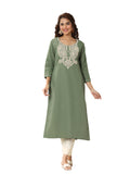 Libas Women'S Cotton Blend Paisley Straight Kurtas (98184_Green_Xxl)