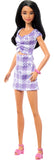 Barbie Fashionistas Doll With Curvy & Tall Frame, Wavy Black Hair Gingham Cut-Out Dress & Accessories