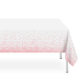LIKAJON 2 Pack White and Pink Dot Tablecloth, Pink Plastic Table Cloths for Parties Disposable, 54x108 in Waterproof Rectangular