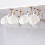 FOMANSH Mug Rack Under Cabinet - Coffee Cup Holder, 8 Mugs Hooks Under Shelf, Display Hanging Cups Drying Hook for Bar Kitchen U