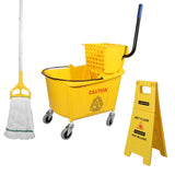 Midoneat Commercial Mop Bucket with Wringer on Wheels, 35 Quart, Yellow