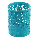 worison Blue Floral Design Pen Holder Desk Organizer Stationery Pen Stand for Office Study Table