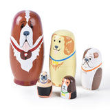 Tngan Nesting Dolls, 5Pcs 6 Tall Russian Nesting Dolls, Handmade Matryoshka for Kids, Wooden Stacking Toys for Christmas Home We
