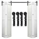 AONAYIOA 72/6FT Bi-Folding Sliding Barn Door Hardware Kit for 4 Doors, Bi Fold Barn Door Hardware Fit Door Opening Width 68,Smoo