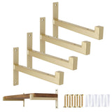 OVOV 4 Pcs Heavy Duty Shelf Brackets Wall Mounted Industrial Metal Shelf Supports (Gold) 12