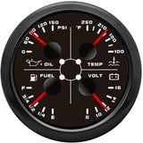 ARTILAURA AUTO Gauge 4in1 Multifunction Meter- Oil Pressure/Water Temp/Fuel Level/Voltmeter 85mm 3 3/8 Automotive Boat Gauge for