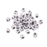 FASHEWELRY 300Pcs Cube White Acrylic Letter Beads 6x6mm Letter W Alphabet Beads for DIY Bracelet Necklace Jewelry Making