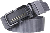 Military Grade Nylon Web Belt, Gray Canvas With Black Buckle, Tactical Style Heavy Duty Casual Belt