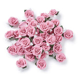 Beadthoven 20-Piece Flatback Pink Rose Handmade Porcelain Cabochons Flower Charms China Clay Beads Charms Jewelry Embellishment