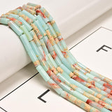 30 Pcs 4x13mm Light Blue Aqua Terra Jasper Gemstone Bead Cylinder Tube Serpentine Stone Beads for Bracelets Jewelry Making