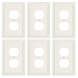 TREEWELL 6-Pack Duplex Outlet Cover, Durable Solid Zinc Alloy Decorative Switch Plates and Outlet Covers, Light Almond Wall Plat