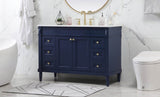 Elegant Decor Indoor Modern Under Sink Bathroom Fixtures Storage Organizer Cabinet 48 Inch Single Bathroom Vanity - Blue