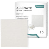 Dimora Calcium Alginate Wound Dressing, 4'' x 4'' Patches,10 Individual Sterile Pads, Soft and Highly Absorbent Dressing Gauze,