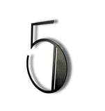 NACH Floating House Numbers, 6 inch Steel Black House Numbers for Outside - Number 5, Mid Century House Numbers with Mounting Ha