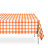 LIKAJON 3 Pack Orange and White Checkered Tablecloth, Plastic Table Cloths for Parties Disposable, 54x108 in Waterproof Rectangu