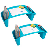 Mind Reader Kids Lap Desk, Set of 2, Activity Tray, Drawing, Stackable, Portable, Plastic, 22.25 L x 10.75 W x 8.5 H, Blue