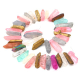 BEADIA Multicolor Titanium Coated Crystal Quartz Spike Point Stick Beads Rough 0.8-1.2 for Jewelry Making 15 Inch/Strand