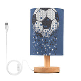 YYZZH Table Lamp Sparkling Soccer Ball American Football Sport Design Nightstand Lamp with Wood Base Fabric Lamp Shade Bedside D