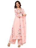 Wedani Faux Georgette Embroidered Kurta Set With Duptta For Women (In Alpha 3Xl Regular Peach),PEACH,3XL