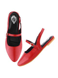 Women'S Pointed-Toe Flats Stylish Slingback Ballerina Shoes With Adjustable Strap Casual & Office Wear Red Eu37,Red,4,B0DJJWJT2R