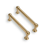 CABDM 4 Inch 10 Pack Solid Kitchen Cabinet Handles Brushed Gold Heavy Duty Cabinet Pulls Satin Brass Drawer Pulls Cabinet Hardwa