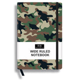 Ricco Bello Wide Ruled Hardcover Diary Journal, Green Camouflage
