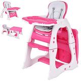 Costzon Baby High Chair, 3 in 1 Infant Table and Chair Set, Convertible Booster Seat with 3-Position Adjustable Feeding Tray, Ad