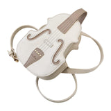 Ecomistiq Violin Shaped Crossbody Bag Shoulder Bag Pu Leather Mini Pouch Messenger Bag White