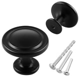 Kalolary Black Cabinet Knobs, 60 Pack 1-1/4 inch Kitchen Drawer Knobs Round Single Hole Cabinet Hardware for Dresser Drawer Cabi