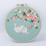 Enakshi Cross Stitch Kit Diy Floral Flower Sewing Embroidery With Hoop Two Cats Crafts | Needlecrafts & Yarn | Embroidery & Cros