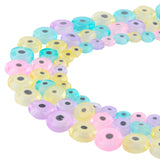 FANGQUN 6mm Evil Eye Beads Light Colorful Loose Beads Evil Eye Spacer Handmade Flat Round Evil Eye Charms Beads for DIY Bracelet