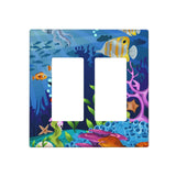 Fish Tropical Sea Double Gang Rocker Decorative Light Switch Cover, 2-Gang Wall Plate Outlet Cover