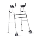 Medline Upright Walker with 5Dual Wheels, Forearm Walker with Armrests, Height Adjustable, 300lb Weight Capacity