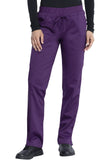 Scrubs for Women Workwear Revolution, Drawstring Cargo Pants WW105P, S Petite, Eggplant
