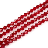 1000pcs Czech Faceted Bicone Crystal Loose Glass Beads Spacer Bulk 4mm (0.16 Inch) Small Siam Red for DIY Craft Jewelry Making C