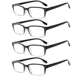 Kerecsen 4 Pack Reading Glasses for Women/Men,Spring Hinges Clear Readers Glasses Lightweight Eyeglasses (4 Pack Black/Clear, 3.