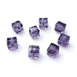 Chengmu 8mm Cube Glass Beads for Jewelry Making, Faceted Square Crytal Spacer Beads for Bracelet Necklace Earring, Violet 180pcs