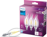 Philips LED BA11 Candelabra LED Light Bulbs - Flicker Free 60w Light Bulbs with EyeComfort Technology - Daylight 5000K Lightbulb