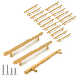 TooCust 20 Pack Brushed Brass Kitchen Cabinet Handles, Cabinet Pulls with 6-1/4 Inch (160mm) Hole Centers, Gold Dresser Handle w