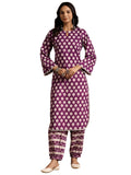 Libas Womens Printed Cotton Straight Kurta With Salwar