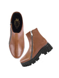 Shoetopia Smart Casual Side Chain Detailed Tan Boots For Women & Girls /Eu38,Tan,5,B0DM661S79