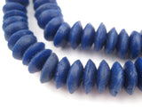 The Bead Chest Ashanti Fair Trade Glass Saucer Beads - African Tribal Ethnic Disk Rondelle Spacers (Dark Cobalt Blue)