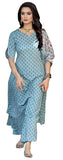 Anni Designer Women'S Cotton Straight Printed Kurta Palazzos And Dupatta (Blue L),Blue,L