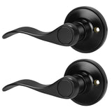 Gobrico Left-Handed Dummy Door Levers in Matte Black, 2 Pack One-Side Door Handles, No-Turning Wave Style Door Knobs